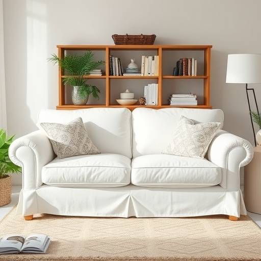Oversized white loveseat sofa with comfortable back cushions